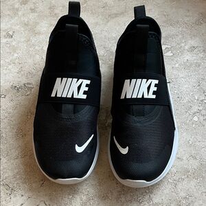 Nike Boys Slip On Black Sneakers with White Logo